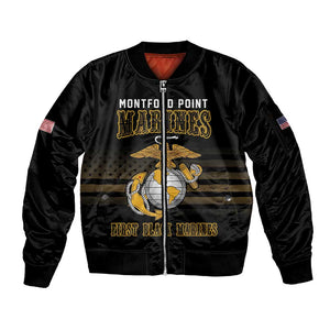 Honoring First Black Marines Sleeve Zip Bomber Jacket The Montford Point Heroes - African Pride