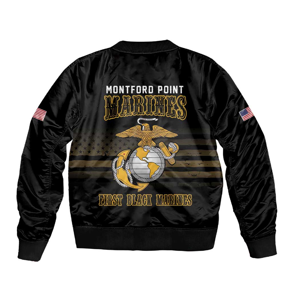 Honoring First Black Marines Sleeve Zip Bomber Jacket The Montford Point Heroes - African Pride