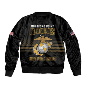 Honoring First Black Marines Sleeve Zip Bomber Jacket The Montford Point Heroes - African Pride