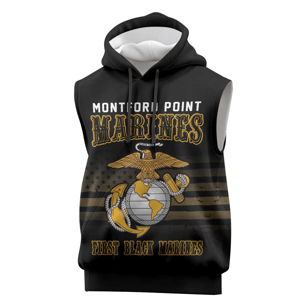 Honoring First Black Marines Sleeveless Hoodie The Montford Point Heroes - African Pride