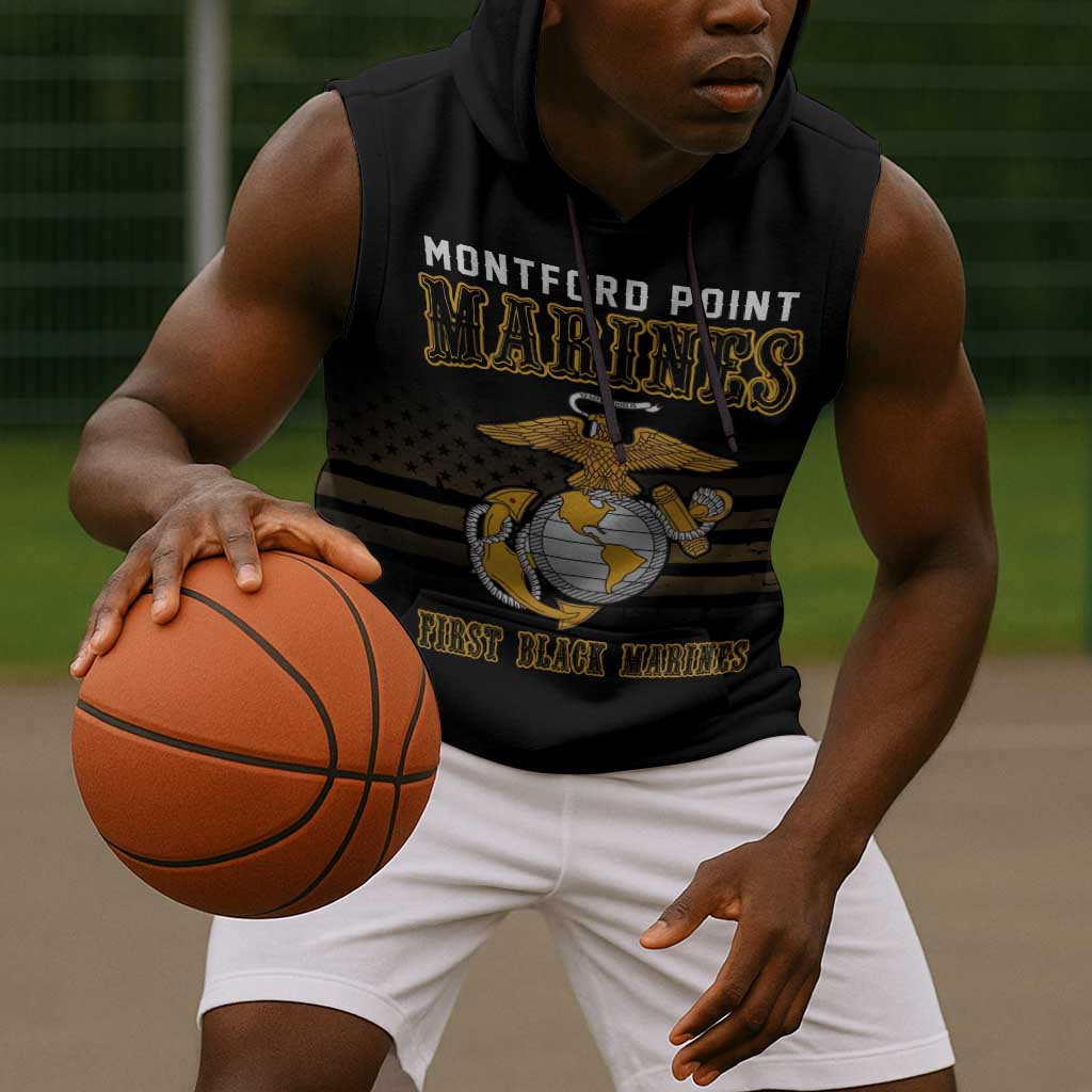 Honoring First Black Marines Sleeveless Hoodie The Montford Point Heroes - African Pride
