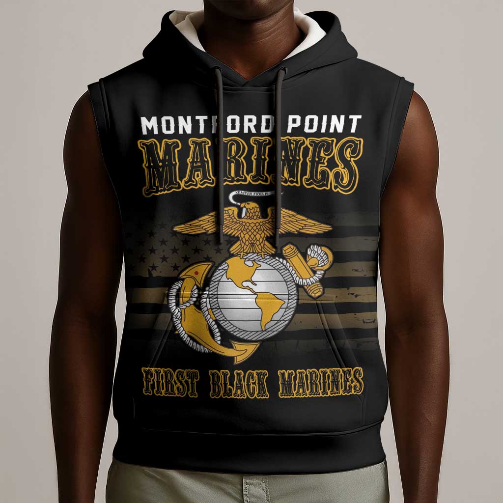 Honoring First Black Marines Sleeveless Hoodie The Montford Point Heroes - African Pride