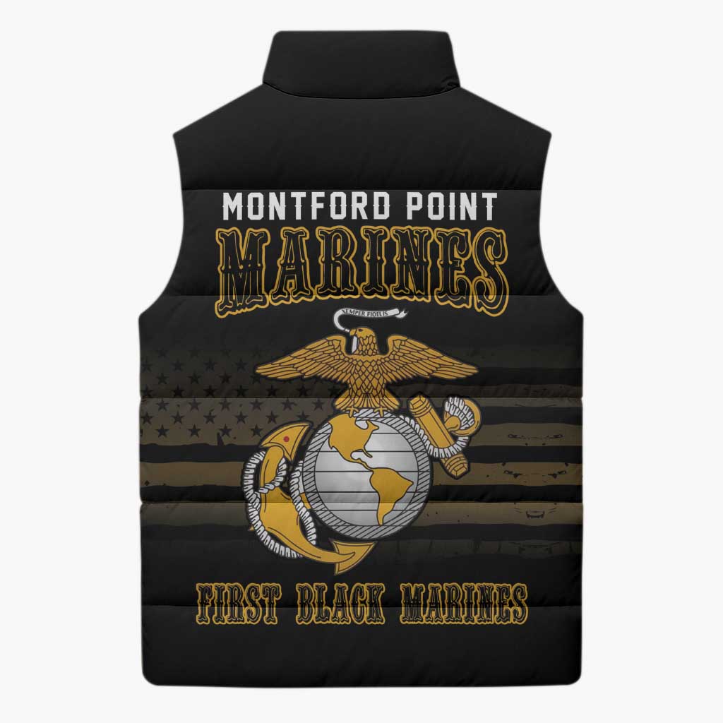 Honoring First Black Marines Sleeveless Puffer Jacket The Montford Point Heroes