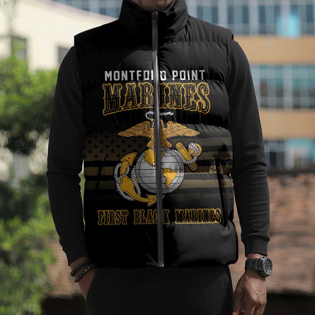 Honoring First Black Marines Sleeveless Puffer Jacket The Montford Point Heroes