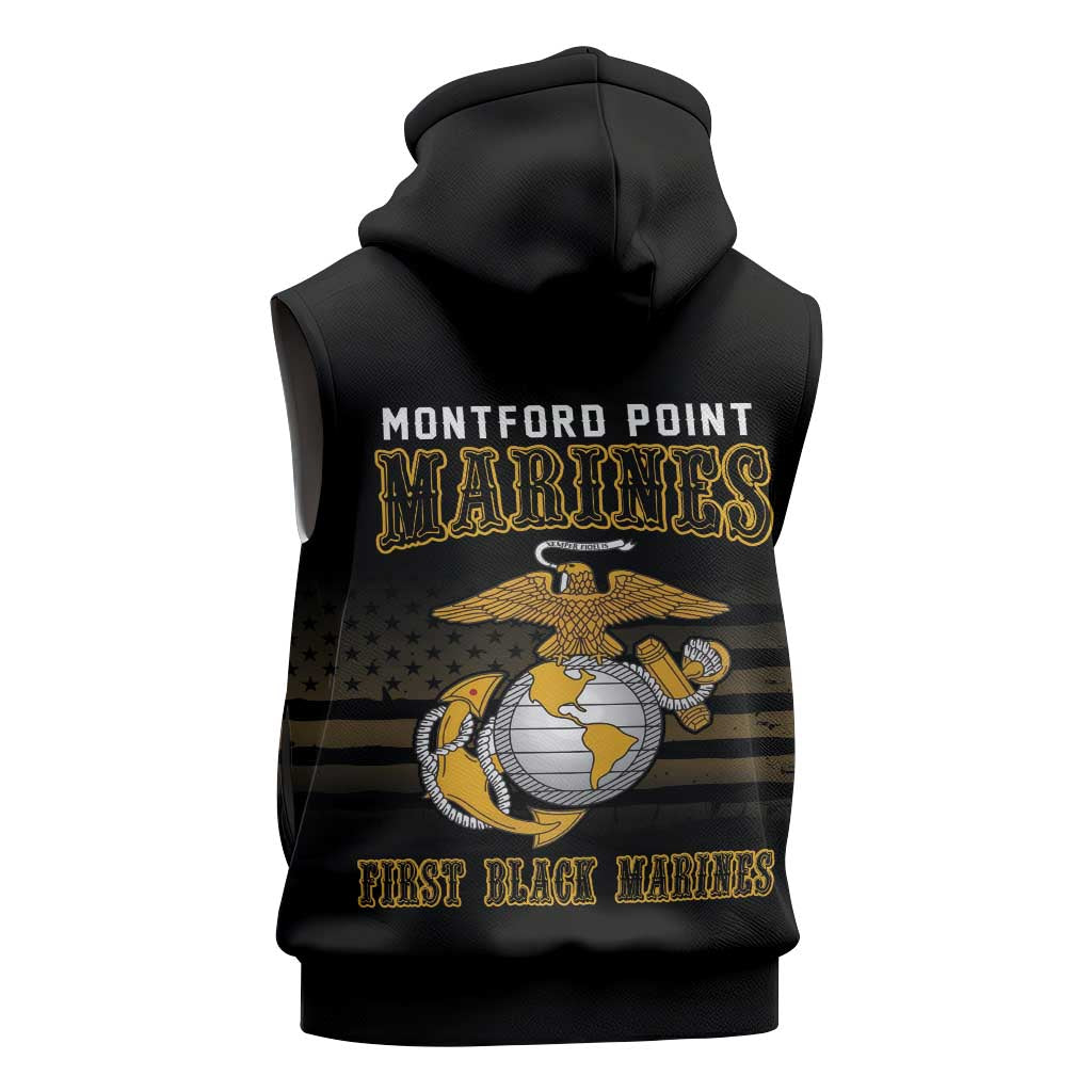 Honoring First Black Marines Sleeveless Zip Hoodie The Montford Point Heroes - African Pride