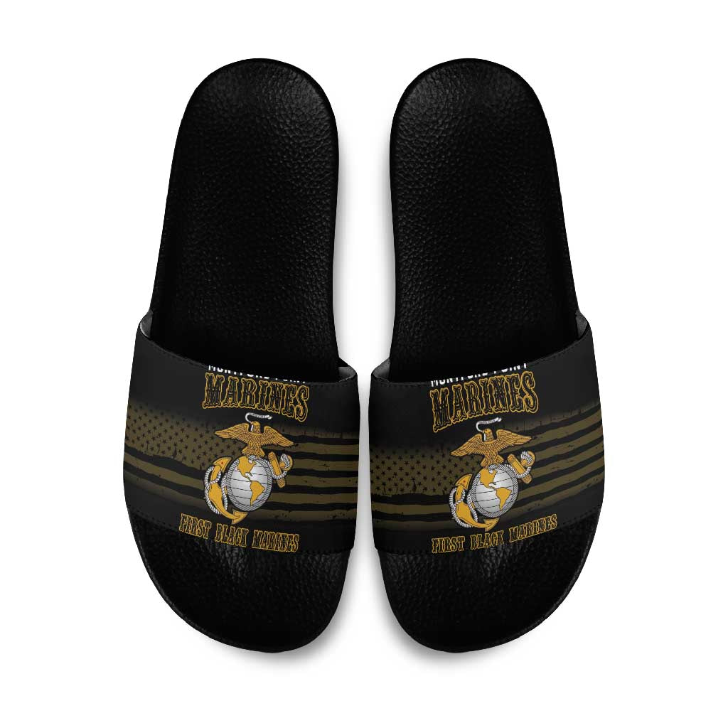 Honoring First Black Marines Slide Sandals The Montford Point Heroes