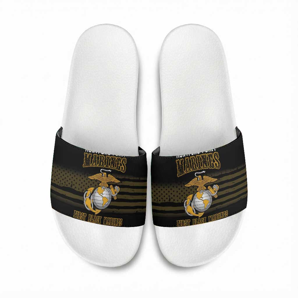 Honoring First Black Marines Slide Sandals The Montford Point Heroes