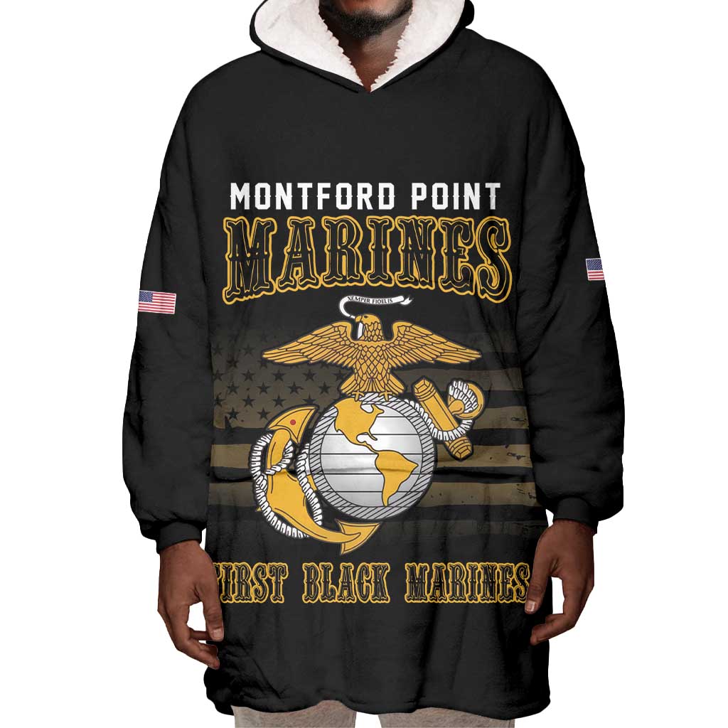 Honoring First Black Marines Wearable Blanket Hoodie The Montford Point Heroes - African Pride