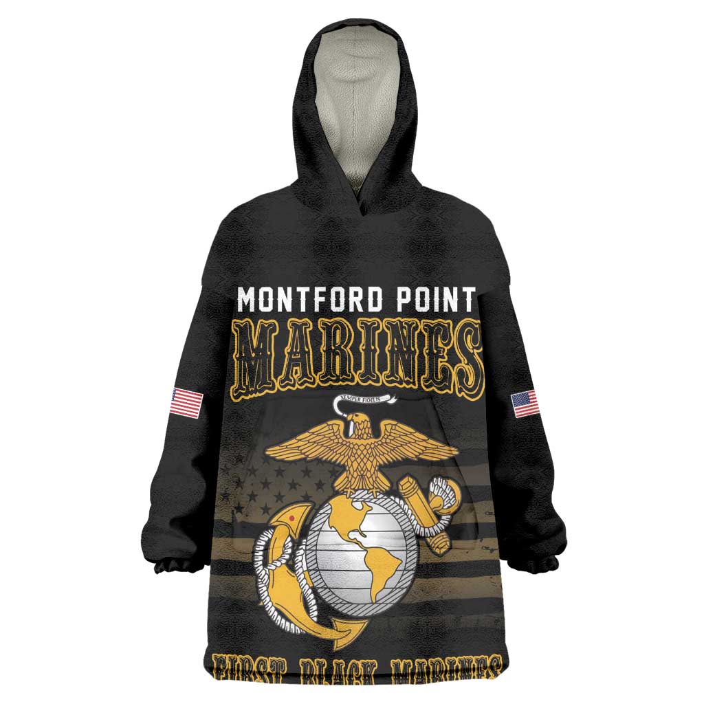 Honoring First Black Marines Wearable Blanket Hoodie The Montford Point Heroes - African Pride