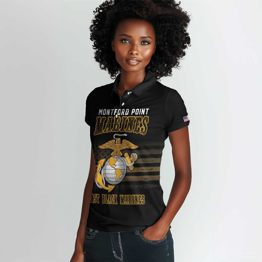 Honoring First Black Marines Women Polo Shirt The Montford Point Heroes - African Pride