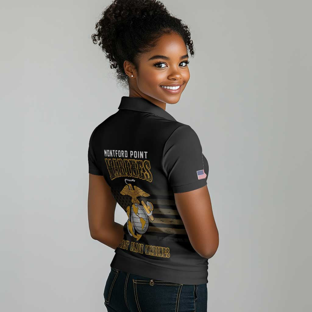 Honoring First Black Marines Women Polo Shirt The Montford Point Heroes - African Pride