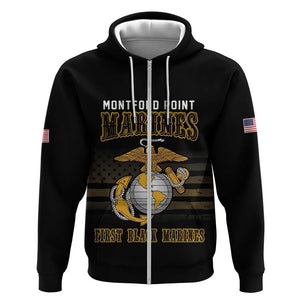 Honoring First Black Marines Zip Hoodie The Montford Point Heroes - African Pride