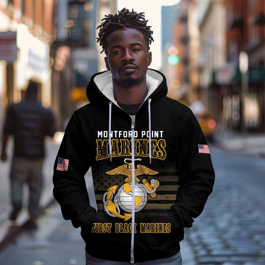 Honoring First Black Marines Zip Hoodie The Montford Point Heroes - African Pride