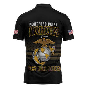 Honoring First Black Marines Zipper Polo Shirt The Montford Point Heroes