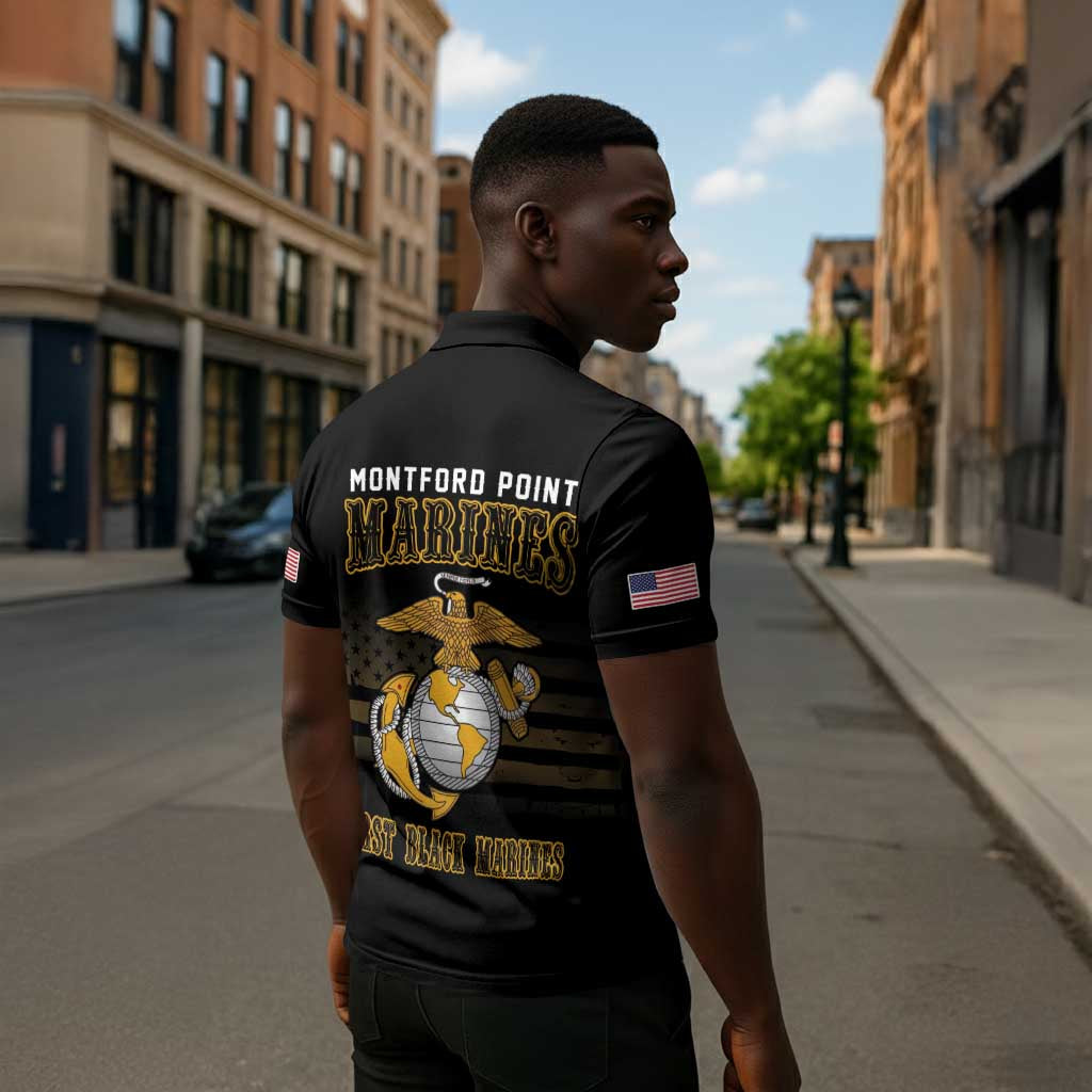 Honoring First Black Marines Zipper Polo Shirt The Montford Point Heroes