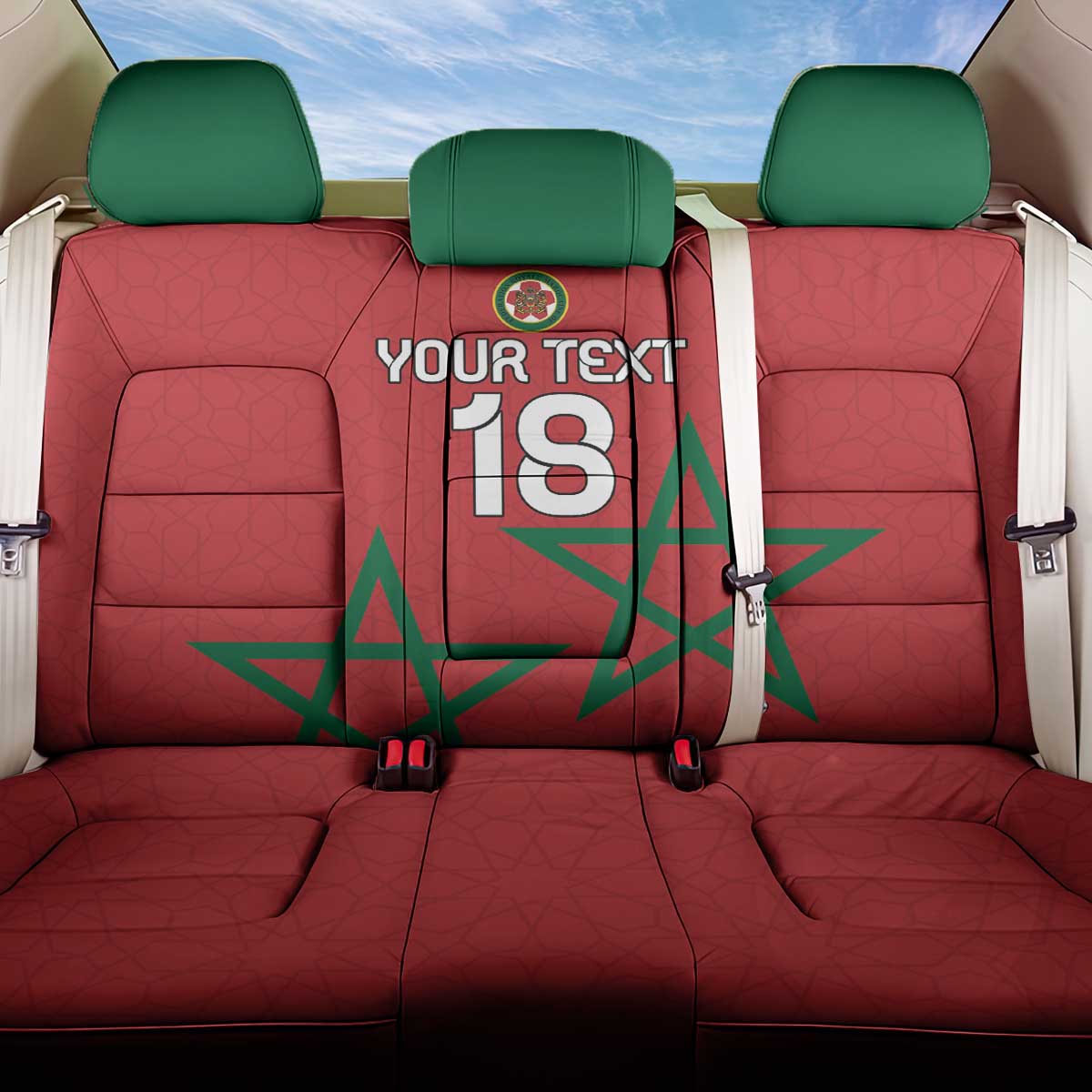 Custom Morocco Heritage Football Back Car Seat Cover Road To Champion - African Pride