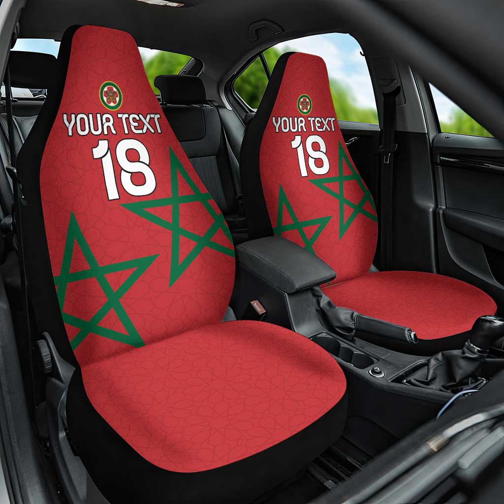 Custom Morocco Heritage Football Car Seat Cover Road To Champion - African Pride