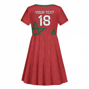 Custom Morocco Heritage Football Kid Short Sleeve Dress Road To Champion - African Pride