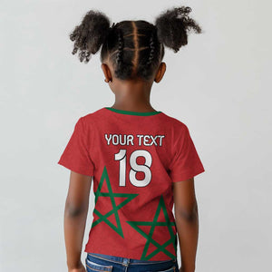 Custom Morocco Heritage Football Kid T shirt Road To Champion - African Pride