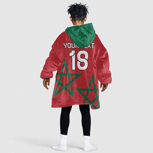 Custom Morocco Heritage Football Kid Wearable Blanket Hoodie Road To Champion - African Pride
