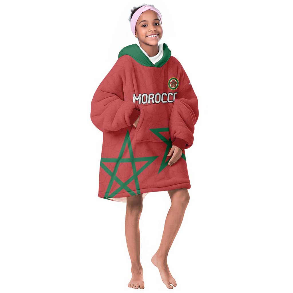 Custom Morocco Heritage Football Kid Wearable Blanket Hoodie Road To Champion