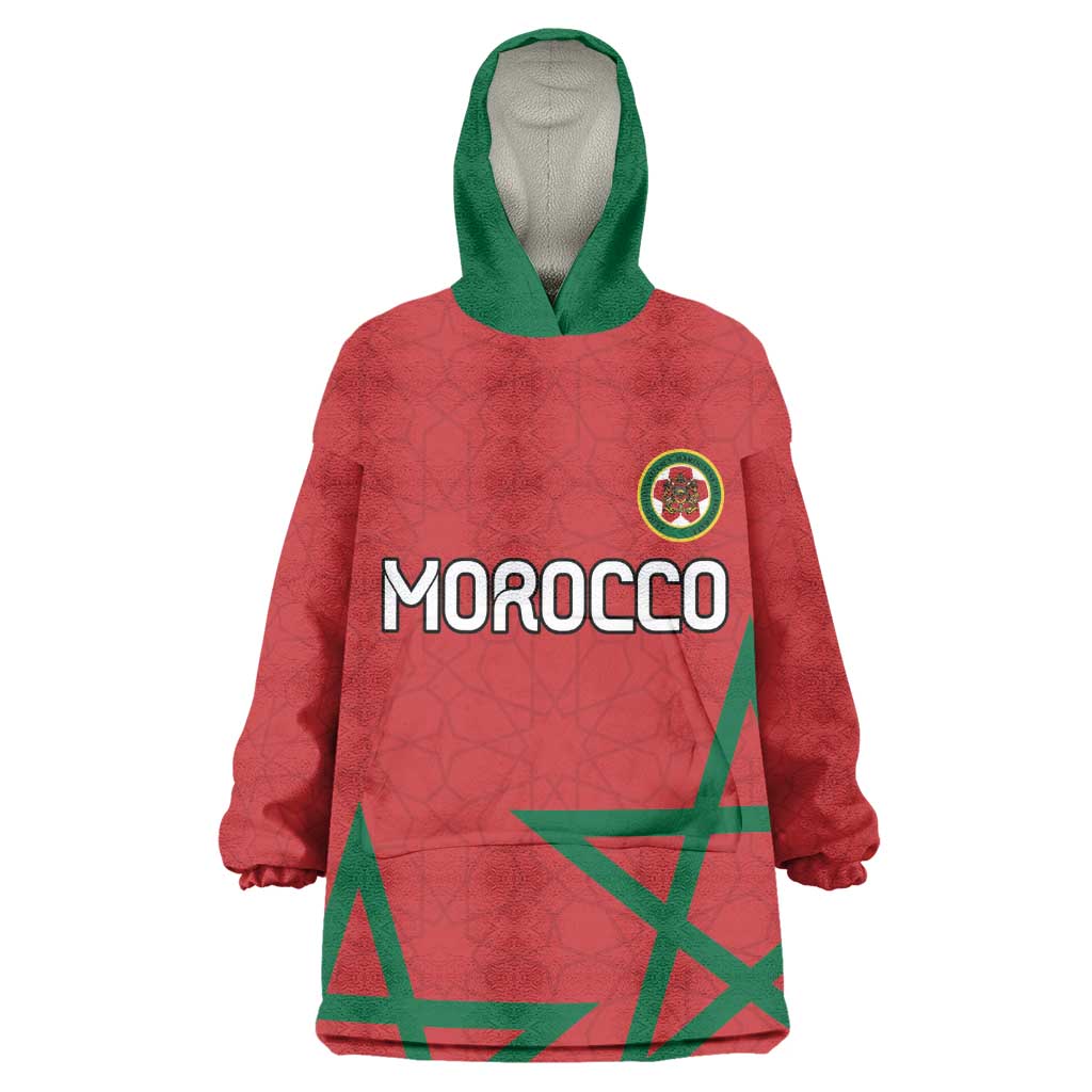 Custom Morocco Heritage Football Kid Wearable Blanket Hoodie Road To Champion