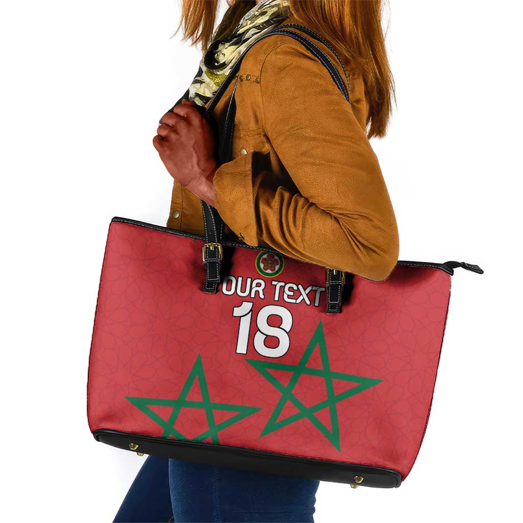 Custom Morocco Heritage Football Leather Tote Bag Road To Champion - African Pride