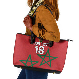 Custom Morocco Heritage Football Leather Tote Bag Road To Champion - African Pride