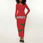 Custom Morocco Heritage Football Long Sleeve Bodycon Dress Road To Champion