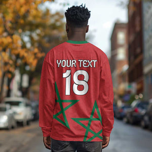 Custom Morocco Heritage Football Long Sleeve Shirt Road To Champion - African Pride