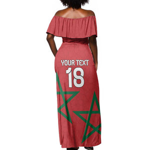 Custom Morocco Heritage Football Off Shoulder Maxi Dress Road To Champion - African Pride