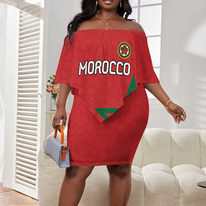 Custom Morocco Heritage Football Off Shoulder Short Dress Road To Champion - African Pride