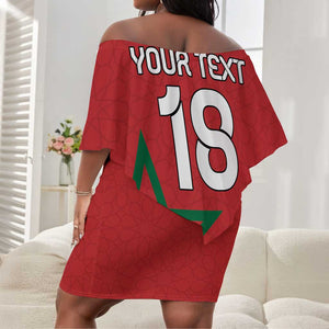 Custom Morocco Heritage Football Off Shoulder Short Dress Road To Champion - African Pride