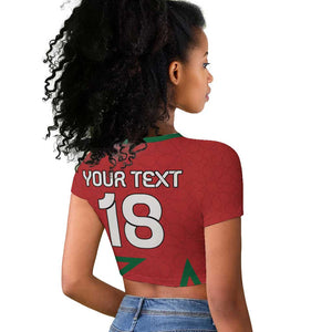 Custom Morocco Heritage Football Raglan Cropped T shirt Road To Champion - African Pride