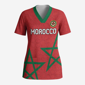 Custom Morocco Heritage Football Scrub Top Road To Champion - African Pride