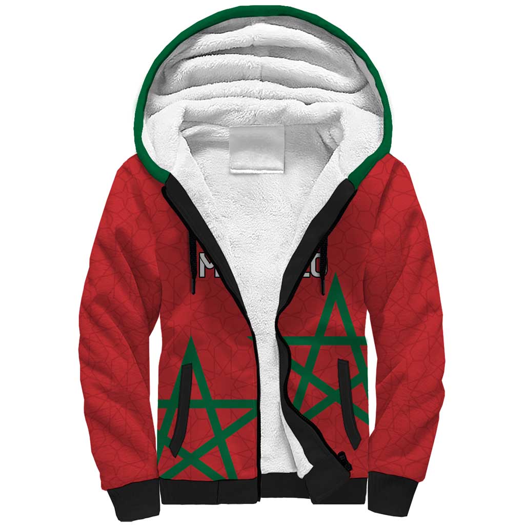 Custom Morocco Heritage Football Sherpa Hoodie Road To Champion - African Pride