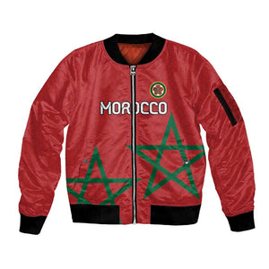 Custom Morocco Heritage Football Sleeve Zip Bomber Jacket Road To Champion - African Pride