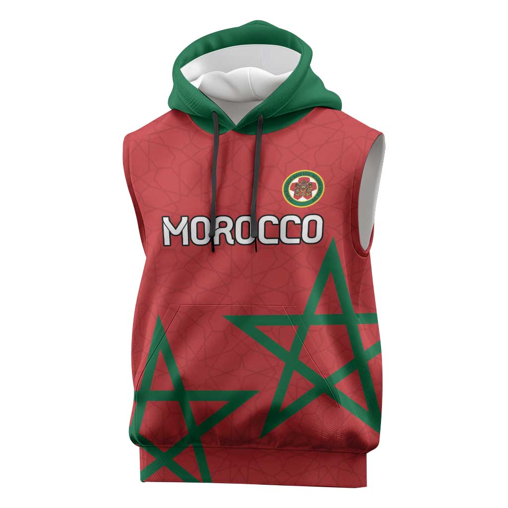 Custom Morocco Heritage Football Sleeveless Hoodie Road To Champion - African Pride