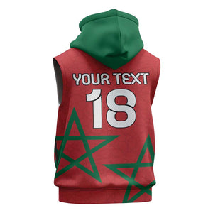 Custom Morocco Heritage Football Sleeveless Zip Hoodie Road To Champion - African Pride