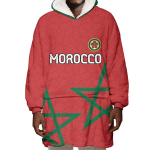 Custom Morocco Heritage Football Wearable Blanket Hoodie Road To Champion - African Pride