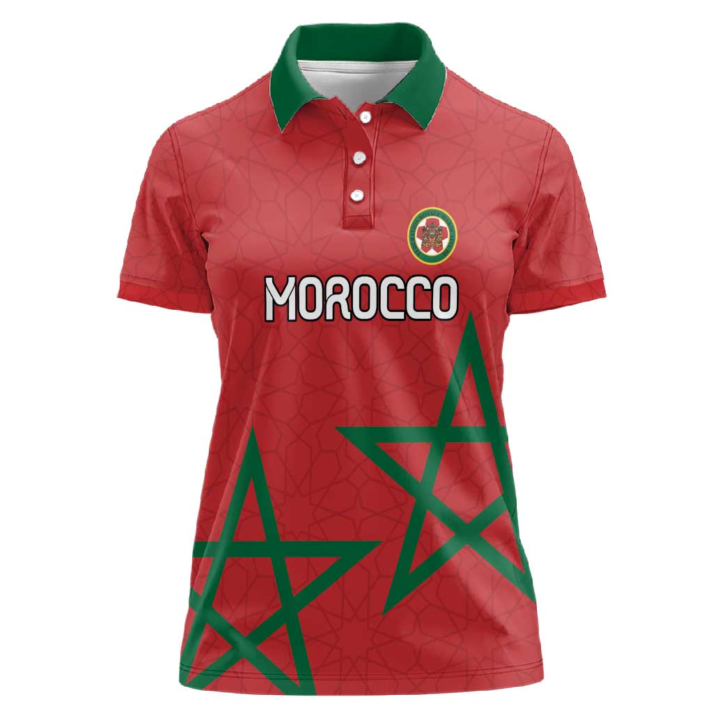 Custom Morocco Heritage Football Women Polo Shirt Road To Champion - African Pride