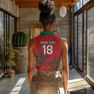 Custom Morocco Heritage Football Women Sleeveless Polo Shirt Road To Champion - African Pride