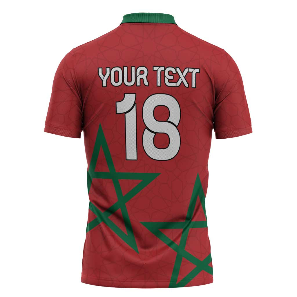 Custom Morocco Heritage Football Zipper Polo Shirt Road To Champion