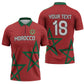 Custom Morocco Heritage Football Zipper Polo Shirt Road To Champion