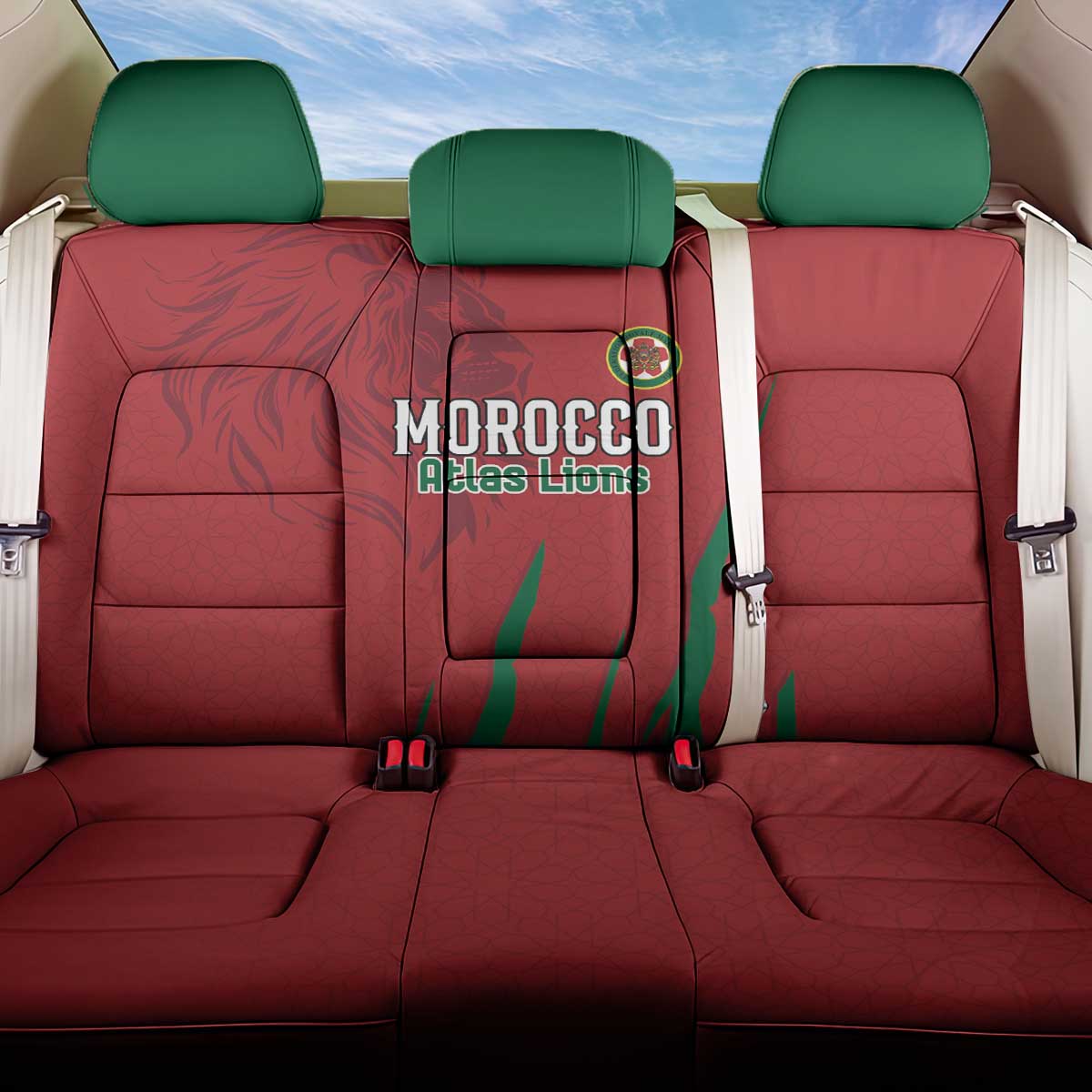 Morocco Football Back Car Seat Cover Atlas Lions Road To Champion - African Pride