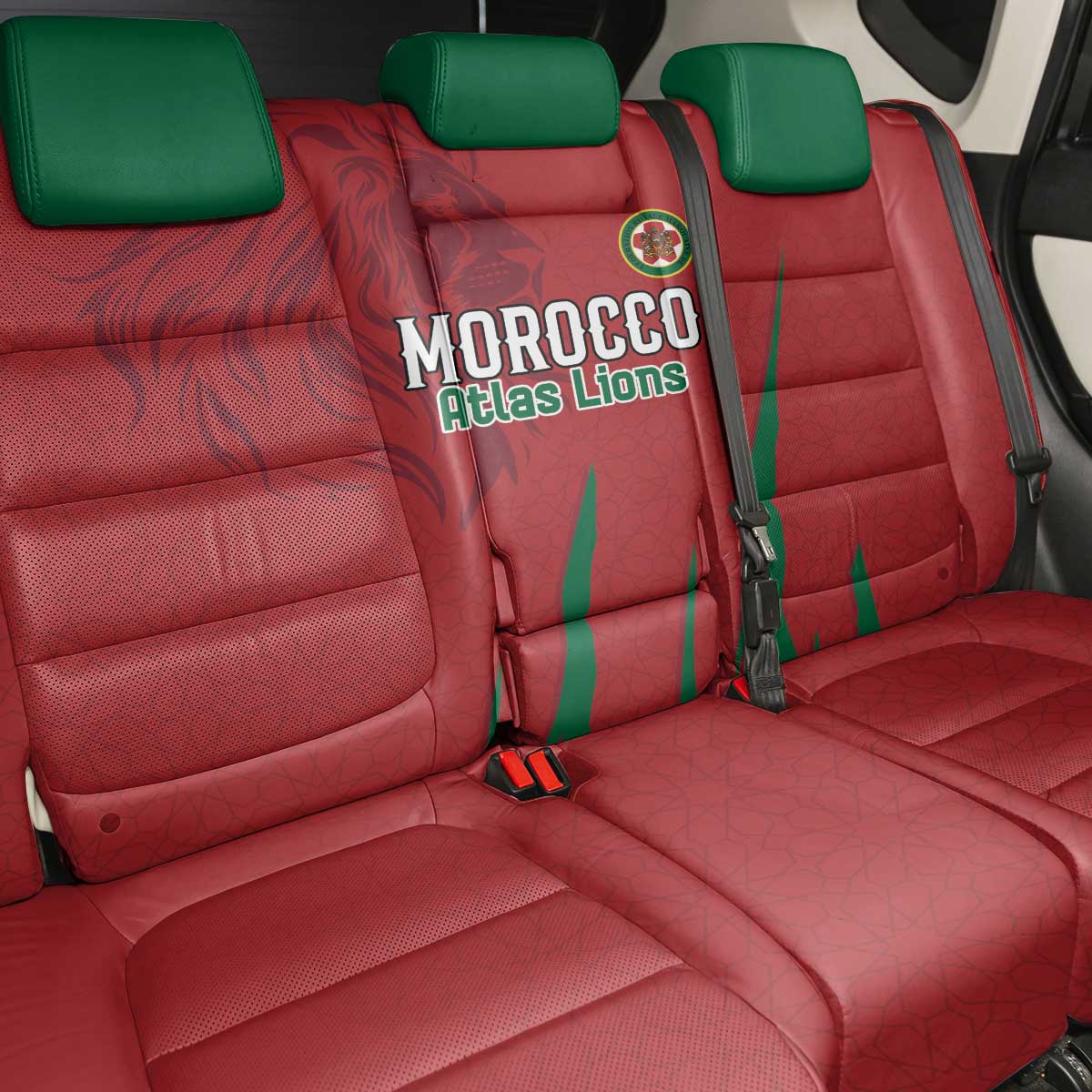 Morocco Football Back Car Seat Cover Atlas Lions Road To Champion - African Pride
