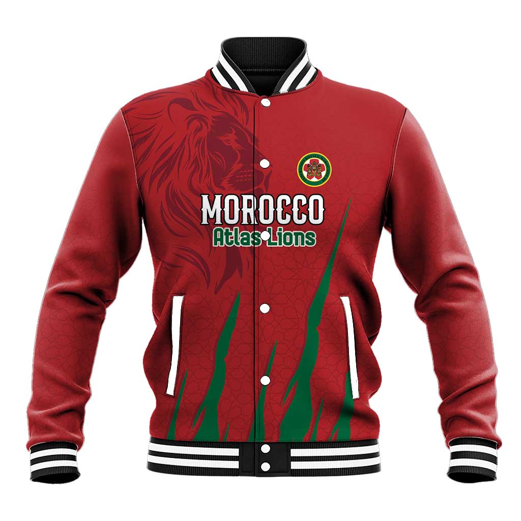 Custom Morocco Football Baseball Jacket Atlas Lions Road To Champion - African Pride