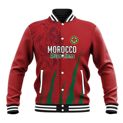 Custom Morocco Football Baseball Jacket Atlas Lions Road To Champion - African Pride