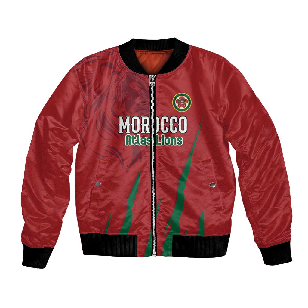 Custom Morocco Football Bomber Jacket Atlas Lions Road To Champion - African Pride