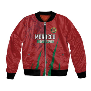 Custom Morocco Football Bomber Jacket Atlas Lions Road To Champion - African Pride